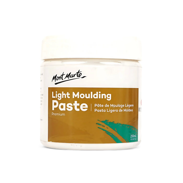 Jar of Mont Marte Premium Light Moulding Paste, 250ml, for adding lightweight texture and dimension to art projects.
