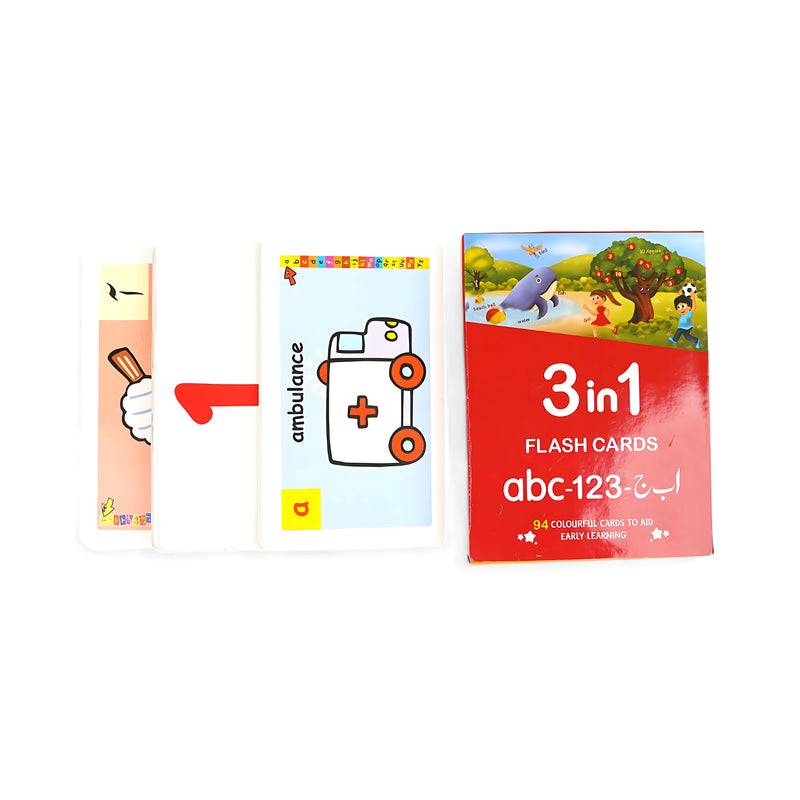 3-in-1 Flash Cards - ABC, 123, Urdu Learning Pack for Kids Age 3+ - 94 Colorful Cards for Early Learning

