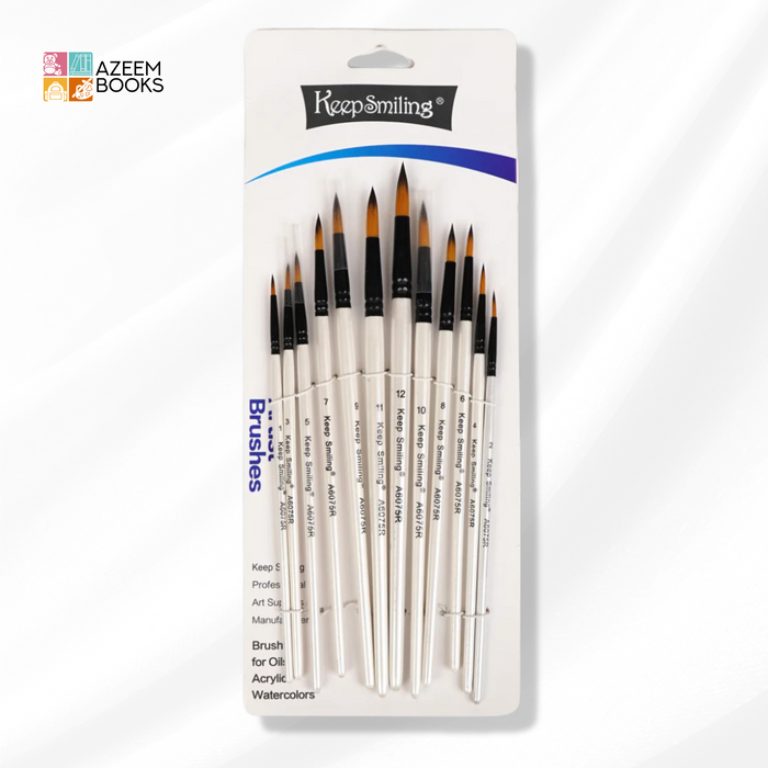Azeem Books Acrylic Art Starter Kit for Beginners – 2 Canvas, 5 Keep Smiling Acrylic Paints, 12 Brushes, 12 Marker Colors