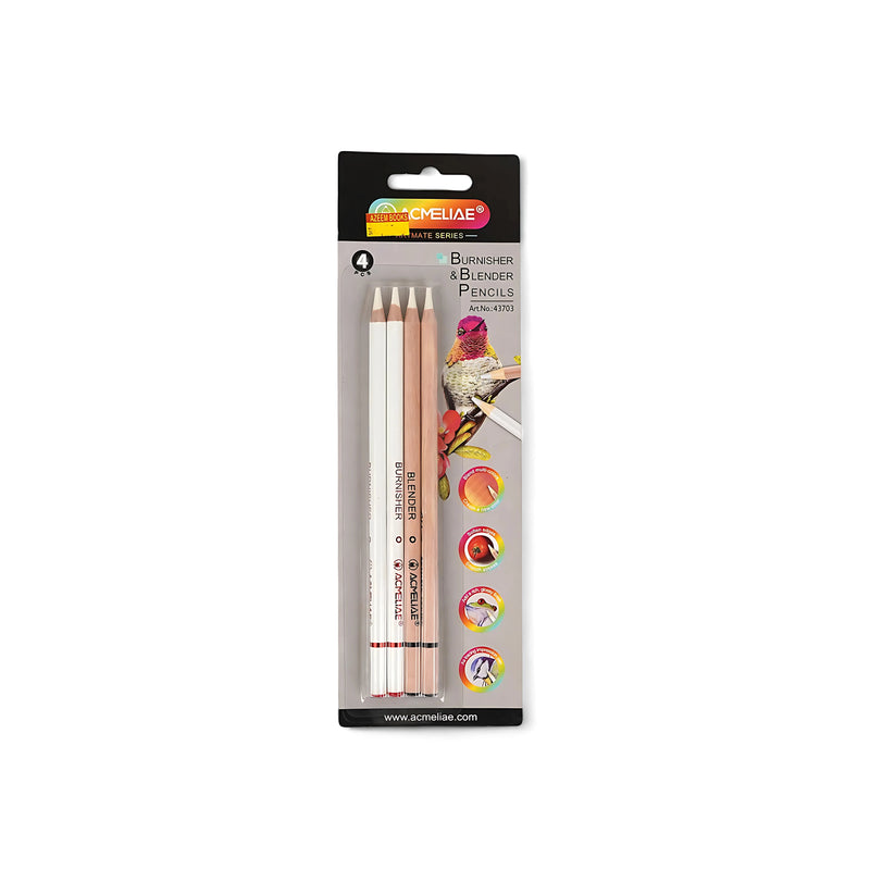 Acmeliae Burnisher & Blender Pencils Set, 4-piece set for blending and smoothing colored pencil artwork.


