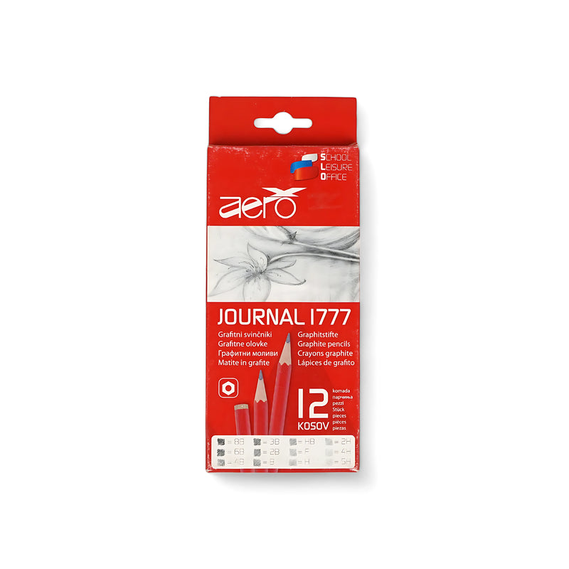 Aero Journal 1777 Graphite Pencil Set - 12 Piece, high-quality graphite pencils for sketching, shading, and detailed drawing.

