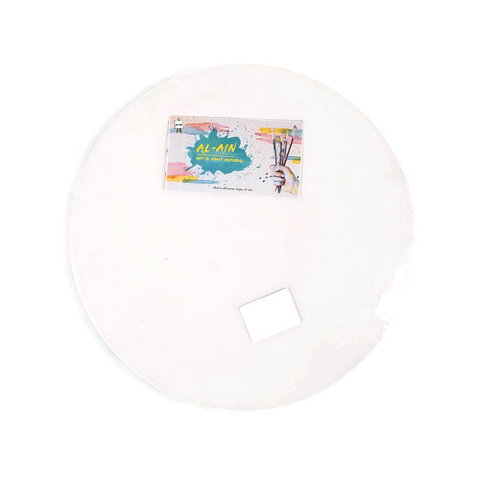 Al-Ain 10-Inch Round Canvas, pre-primed cotton canvas ideal for unique compositions, abstract art, and creative projects.

