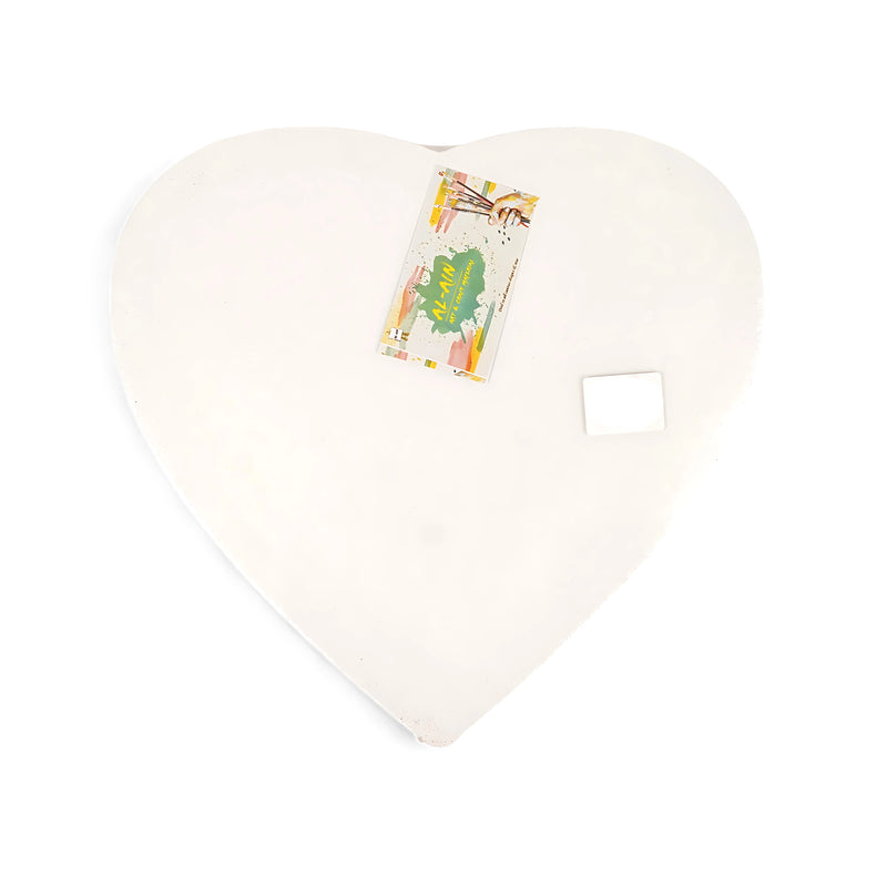 Al-Ain 12-Inch Heart-Shaped Canvas, 100% cotton, pre-primed, ideal for personalized artwork and romantic-themed projects.

