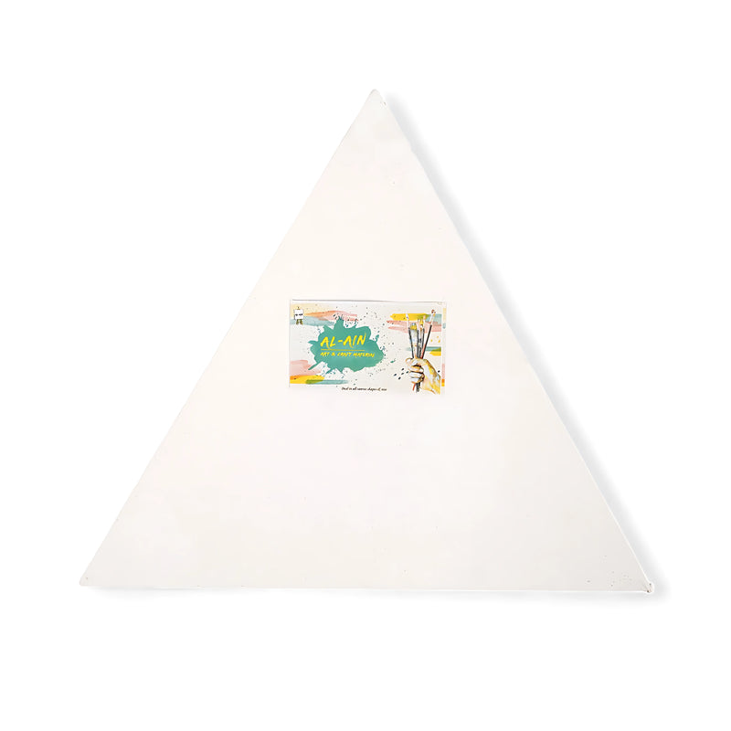 Al-Ain Triangle Canvas in 8-inch and 10-inch sizes, made from 100% cotton, pre-primed, perfect for abstract and modern art projects.

