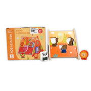 Animal Matching Box – 8-piece wooden set with colorful animal shapes and matching board for toddlers aged 36+ months