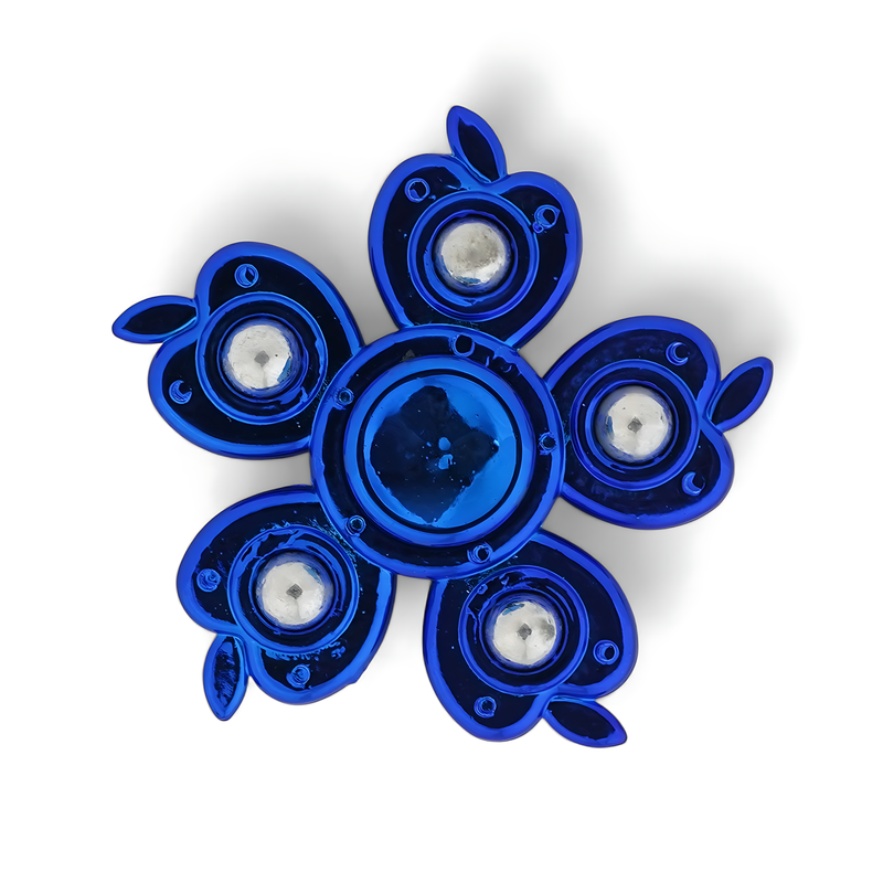Apple-Themed Fidget Spinner - Metallic Blue Design with Smooth and Satisfying Spin