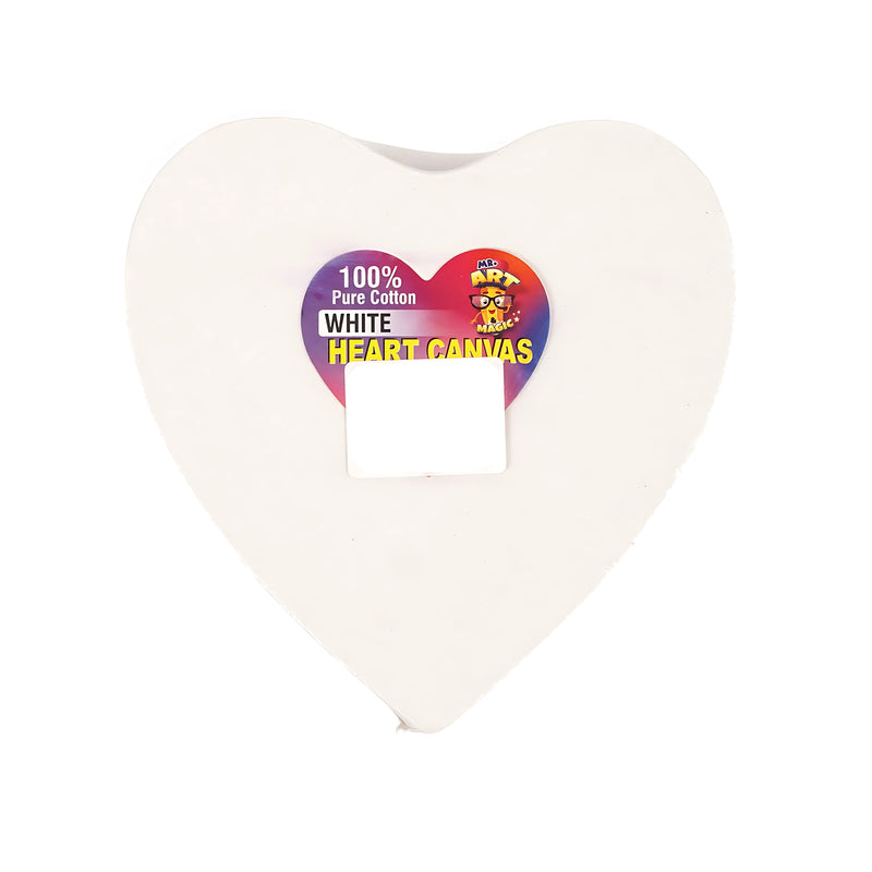 Art & Magic Heart-Shaped Canvas, 6 inches, made from 100% pure cotton, pre-primed and ideal for personalized art projects.

