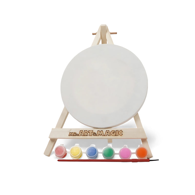 Art & Magic Mini Round Medium Canvas Painting Set – Pastel Colors with Easel and Brush