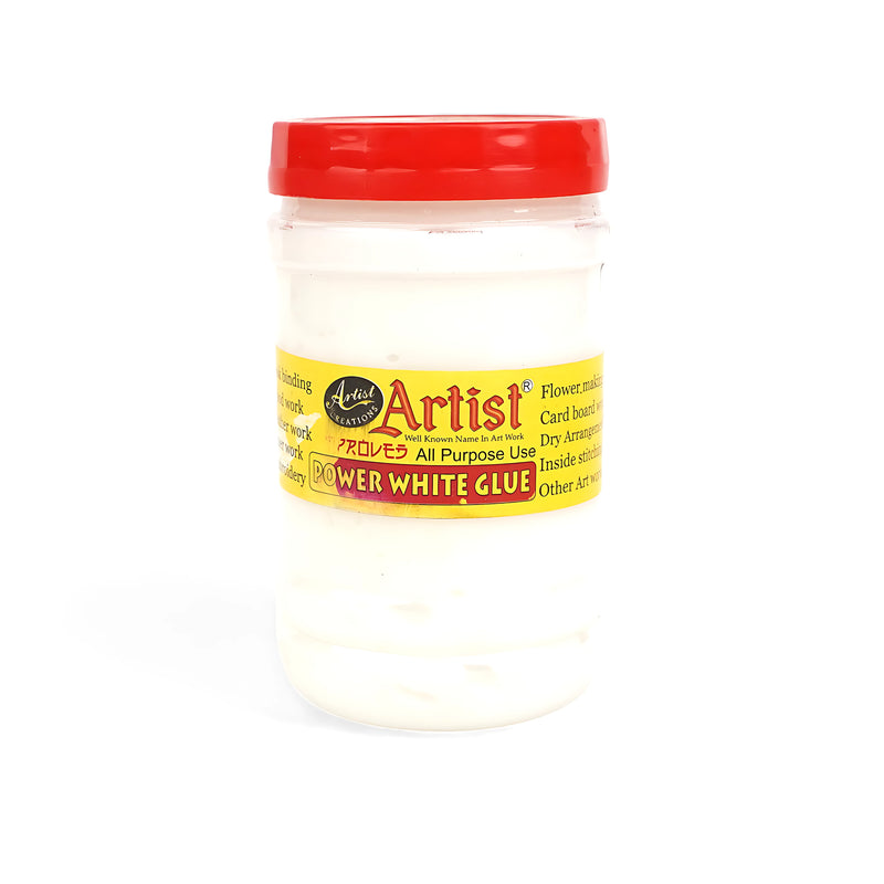 Artist Creations Power White Glue 500ml – All-purpose craft glue for flowers, paper, and art projects.

