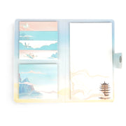 Artistic hardcover notebook with a Chinese cultural theme, featuring a flying deity and pagoda, with a magnetic clasp for secure closure.

