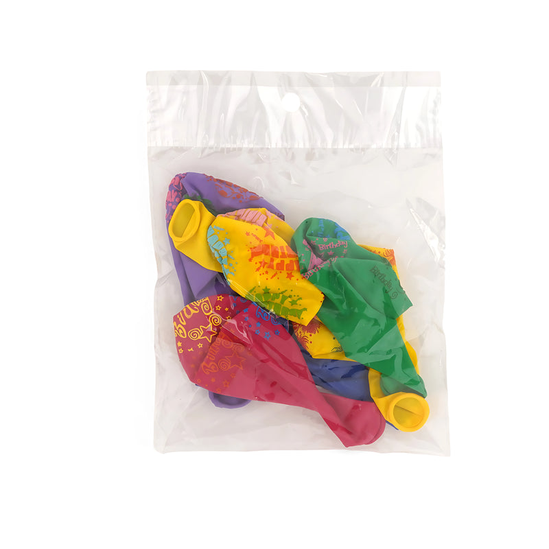 Assorted "Happy Birthday" Printed Latex Balloons – Festive Party Balloons (Pack of 10)