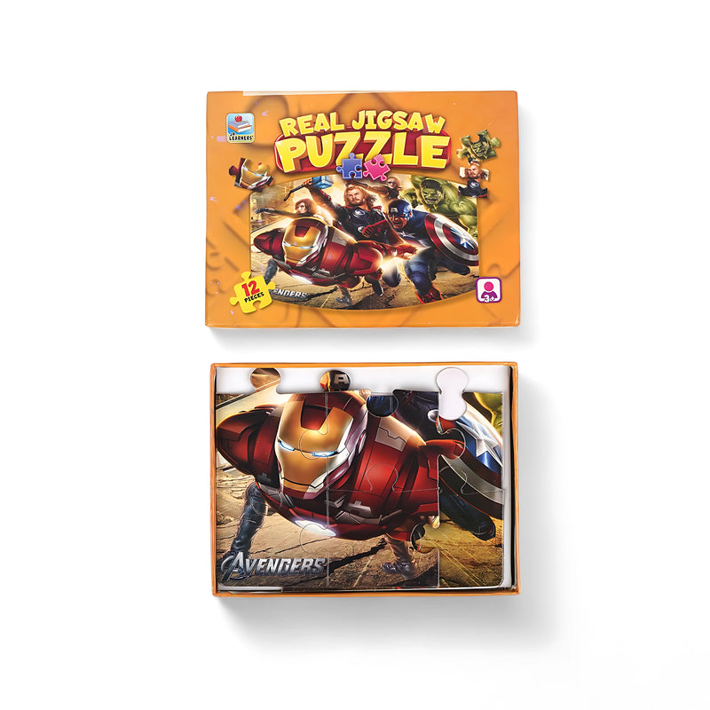Avengers Real Jigsaw Puzzle - 12-Piece Set for Kids Age 3+ with Marvel Superhero Characters

