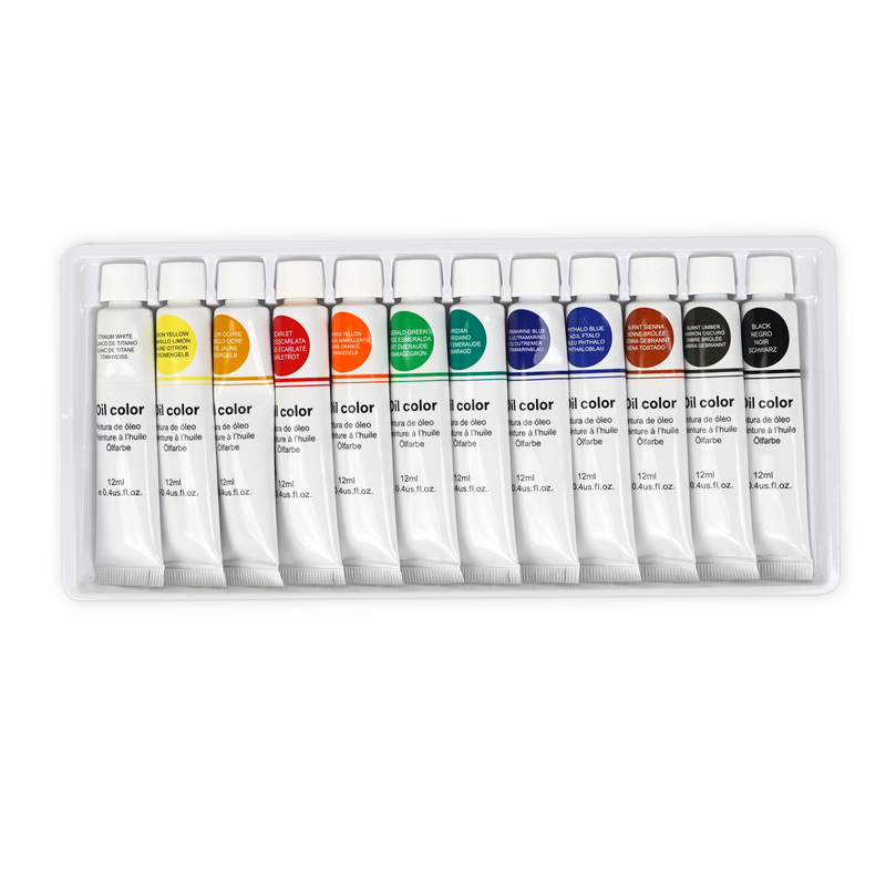 Azeem Books Oil Paints - Set of 12-Color Oil Paints (12ml Each)