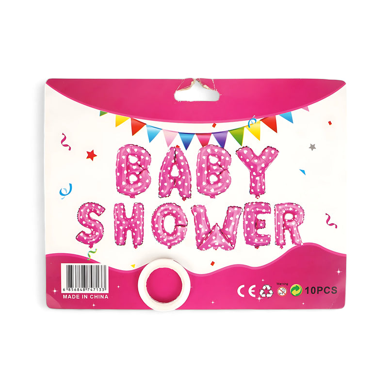 "BABY SHOWER" Pink Polka Dot Foil Balloon Set – Charming Baby Shower Party Decor