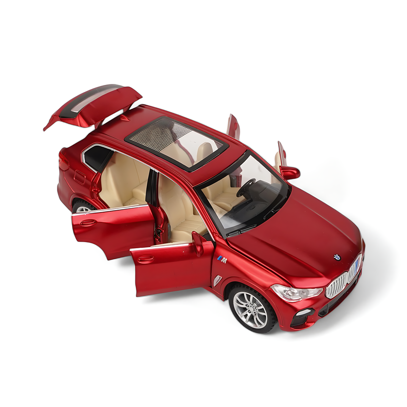 BMW SUV Diecast Model - Red Luxury SUV with Opening Doors, Sunroof, and Detailed Interior