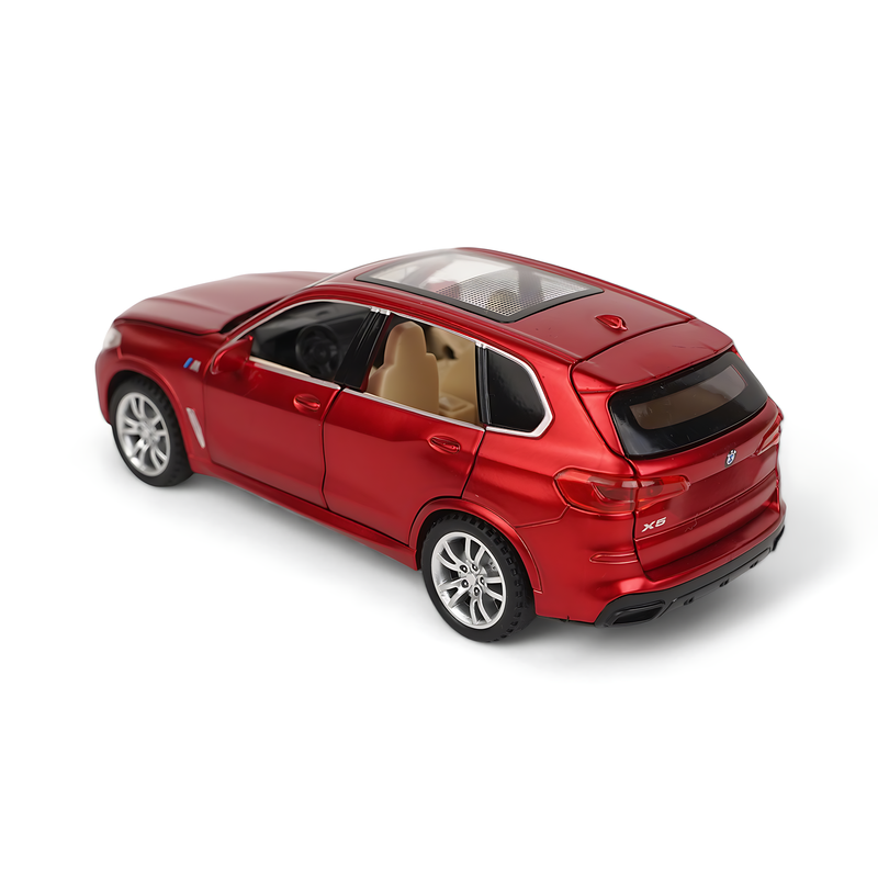 BMW SUV Diecast Model - Red Luxury SUV with Opening Doors, Sunroof, and Detailed Interior