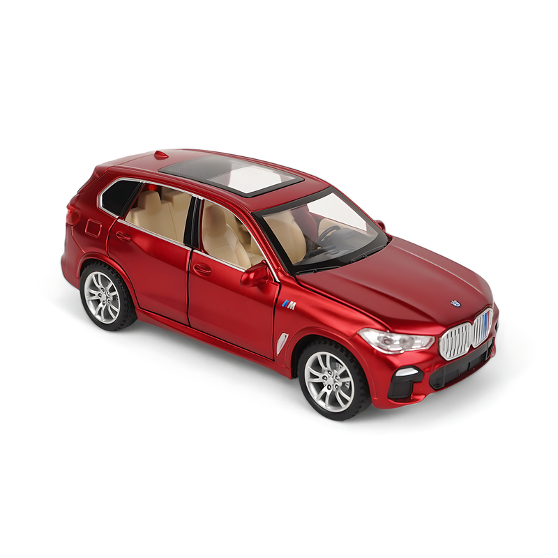 BMW SUV Diecast Model - Red Luxury SUV with Opening Doors, Sunroof, and Detailed Interior