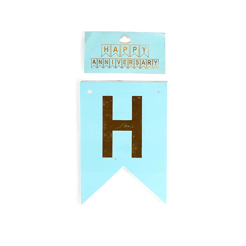 Blue & Gold Happy Anniversary Banner – Elegant Party Decoration