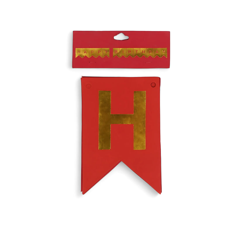 Bold Red & Gold Happy Birthday Banner – Vibrant Party Decoration