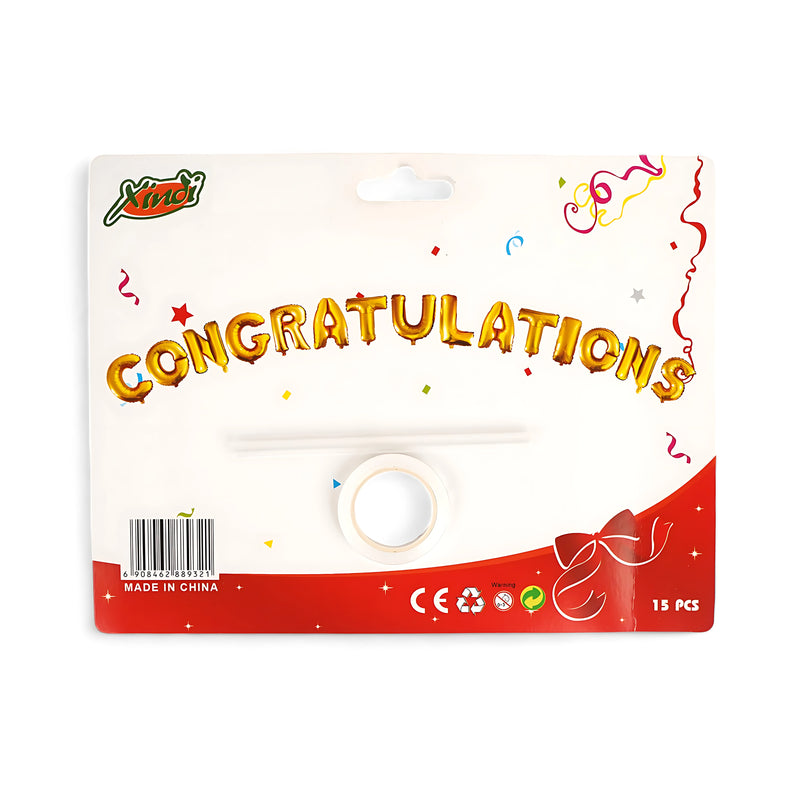 "CONGRATULATIONS" Gold Foil Balloon Set – Perfect Party Decoration for Celebrations