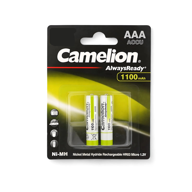 Camelion AlwaysReady AAA Rechargeable Batteries - 1100mAh Ni-MH, 2-Pack