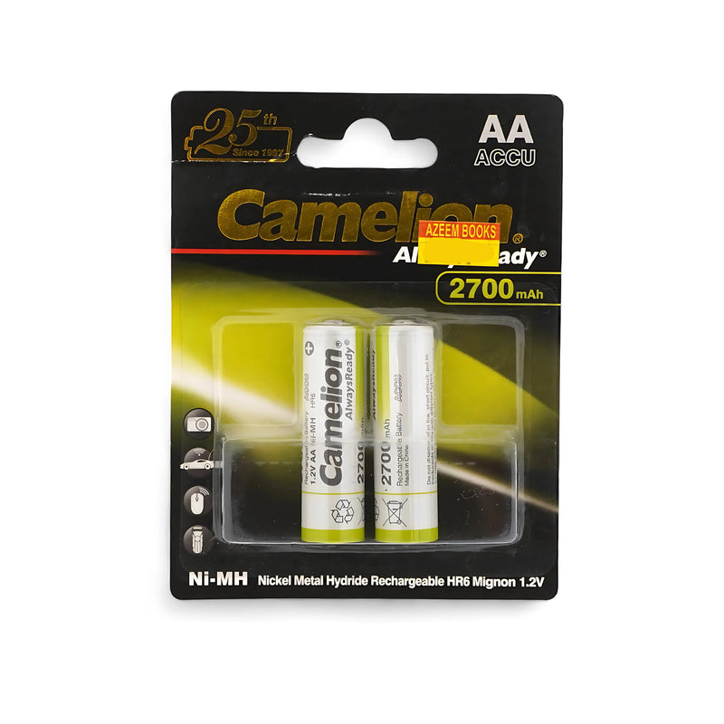 Camelion AlwaysReady AA Rechargeable Batteries - 2700mAh Ni-MH, 2-Pack