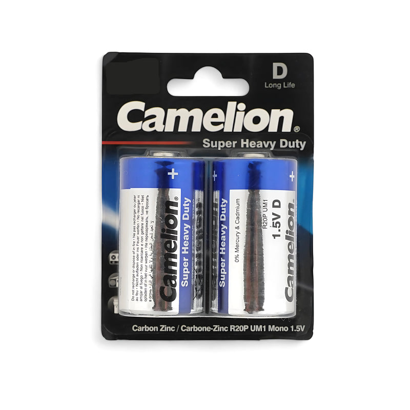 Camelion Super Heavy Duty D Batteries - 2-Pack, Long Life, Reliable Power