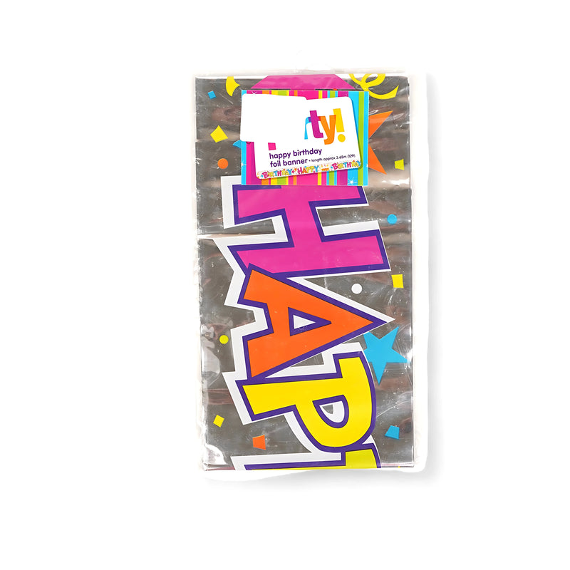 Colourful Happy Birthday Foil Banner – Vibrant Party Decoration for Birthday Celebrations