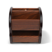 Compact wooden desktop organizer with multiple compartments, ideal for organizing pens, stationery, and small office supplies.

