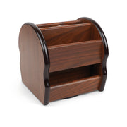 Compact wooden desktop organizer with multiple compartments, ideal for organizing pens, stationery, and small office supplies.

