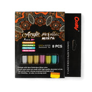 Coosy Acrylic Metallic Markers - Set of 8 featuring gold and silver colors perfect for artistic expression.

