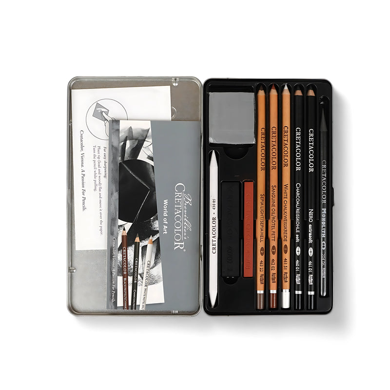 Cretacolor Artino Drawing Set - 10 Piece, artist-grade sketching tools ideal for detailed drawings and sketches.

