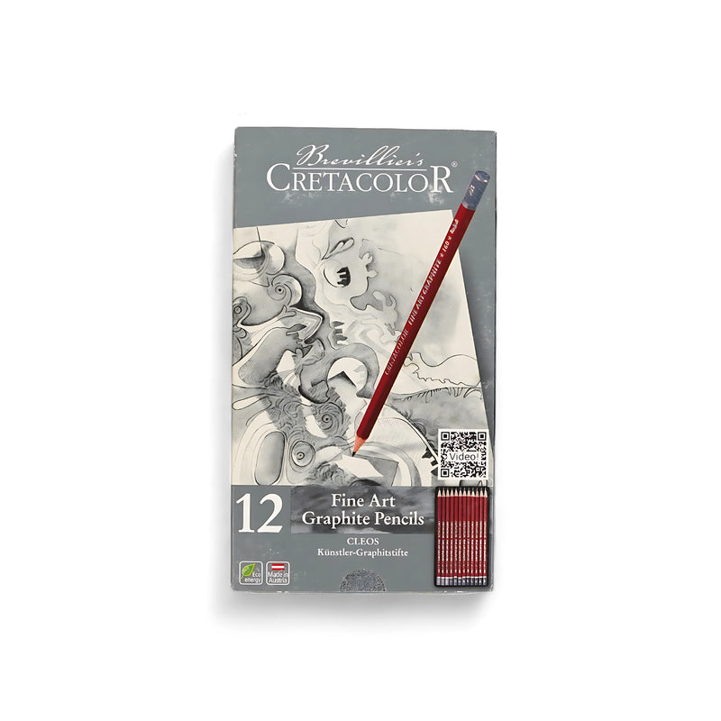 Cretacolor CLEOS Fine Art Graphite Pencils Set - 12 Piece, artist-grade graphite pencils ideal for detailed sketching and tonal work.

