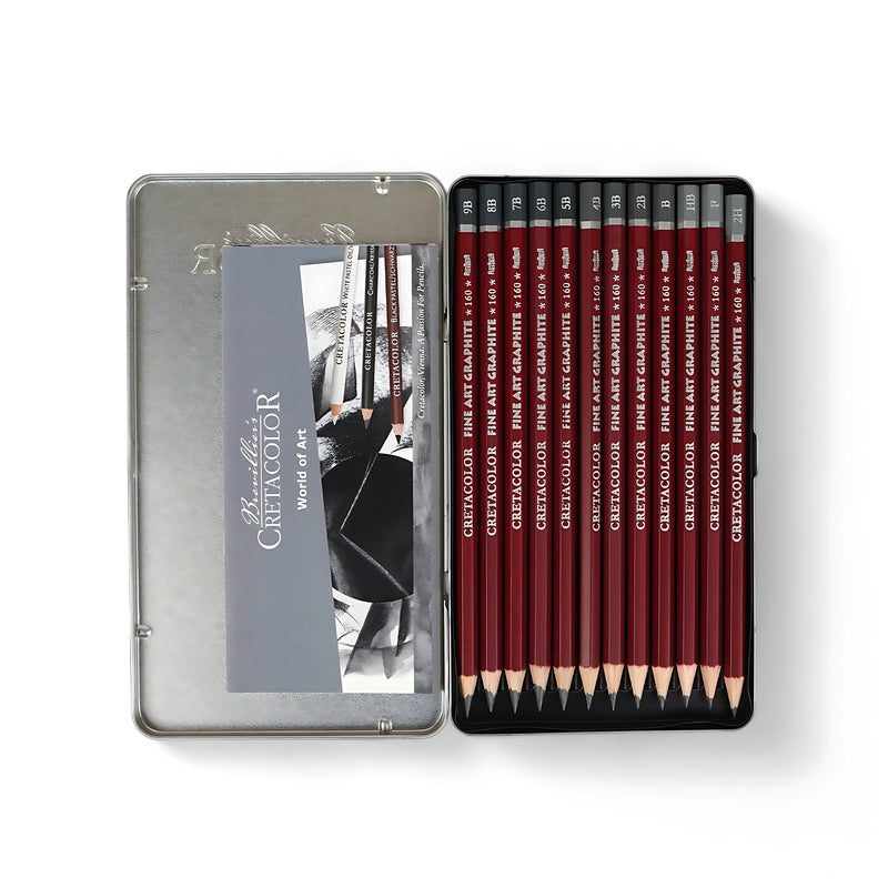 Cretacolor CLEOS Fine Art Graphite Pencils Set - 12 Piece, artist-grade graphite pencils ideal for detailed sketching and tonal work.

