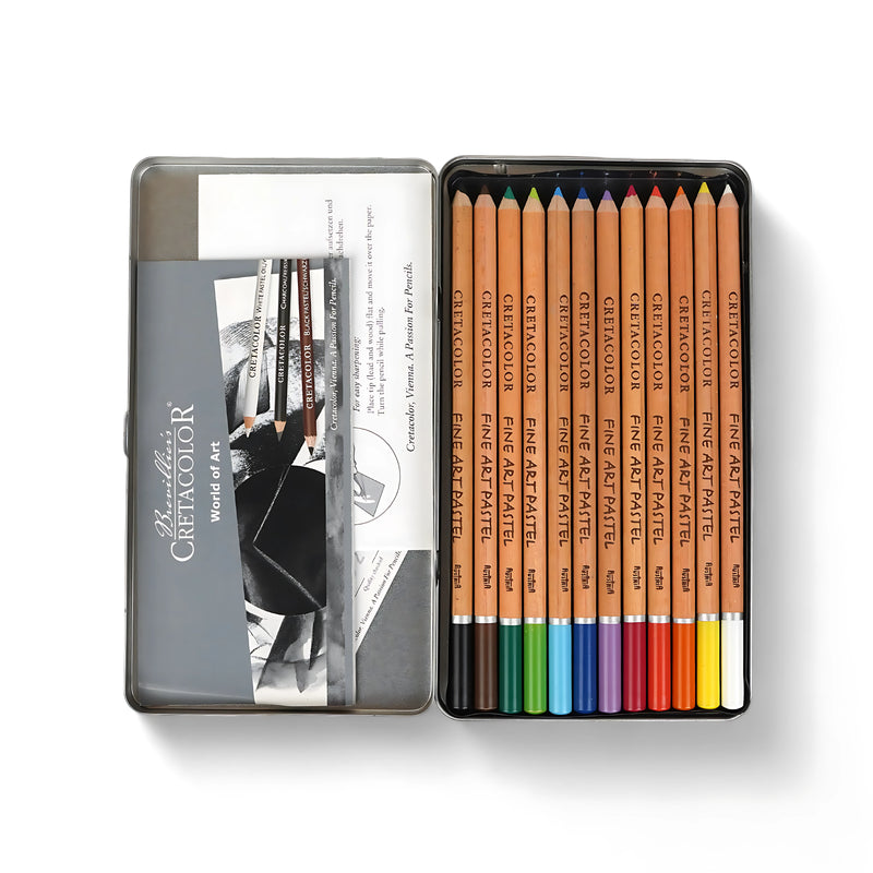 Cretacolor Fine Art Pastel Pencils Set - 12 Colors, ideal for detailed pastel artwork and creative projects.

