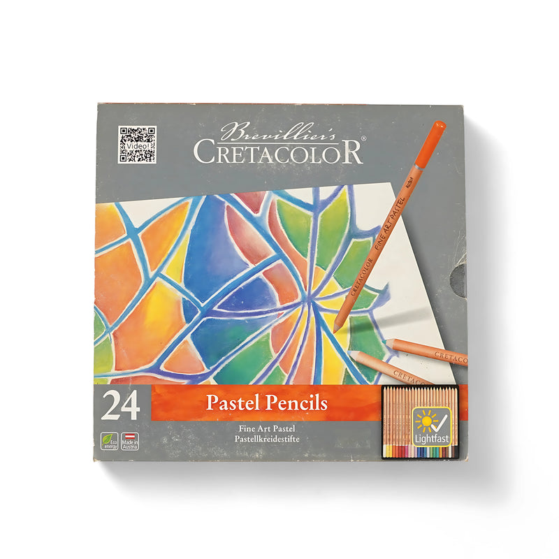 Cretacolor Fine Art Pastel Pencils Set - 24 Colors, blendable pastel pencils for detailed artwork and smooth gradients.


