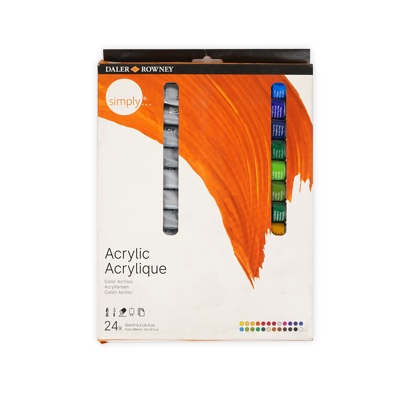 Daler Rowney Simply Acrylic Paint Set - 12 / 24 pieces - 12ml Color Tubes