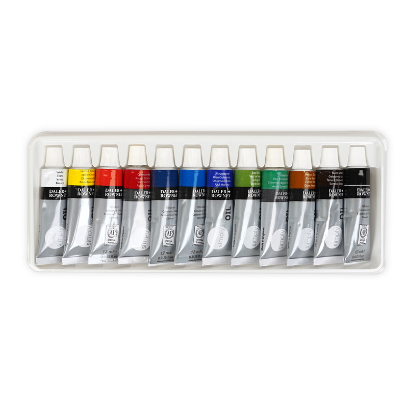 Daler Rowney Simply Oil Paints - 12 Pieces - 12ml Oil Tubes - total 144ml