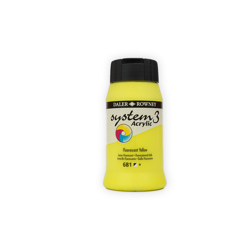 Daler Rowney System 3 Acrylic Paint - Fluorescent Colours 500 mL Bottles
