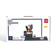 Deli 38252A Classic Desk Organizer, 17-piece multi-purpose office set, ideal for organizing stationery and desk supplies.

