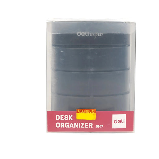 Deli Desk Organizer (Model No. 9147) in black color with multiple compartments for efficient storage.

