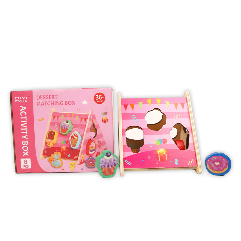 Dessert Matching Box – 8-Piece Wooden Activity Set for Toddlers (36+ Months)
