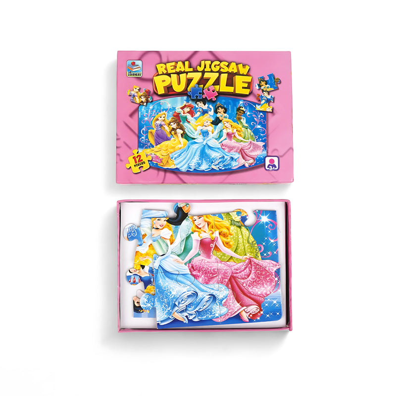 Disney Princess Real Jigsaw Puzzle - 12-Piece Set for Kids (Age 3+)