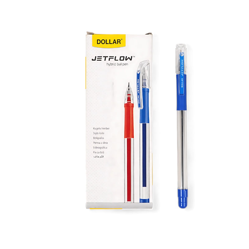 Dollar Jetflow Hybrid Ball Pen with smooth blue ink and ergonomic grip – 12-pack, ideal for office and school use.

