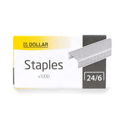 Dollar Staples 24/6 – 1000 Pcs Box of steel staples for light stapling tasks at home, office, or school.

