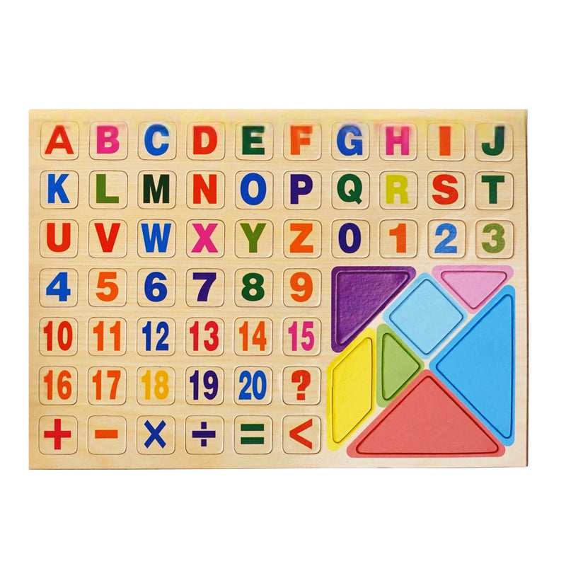 Educational Wooden Learning Set for Kids – Abacus, Alphabet Puzzle, and Whiteboard with Marker & Chalk
