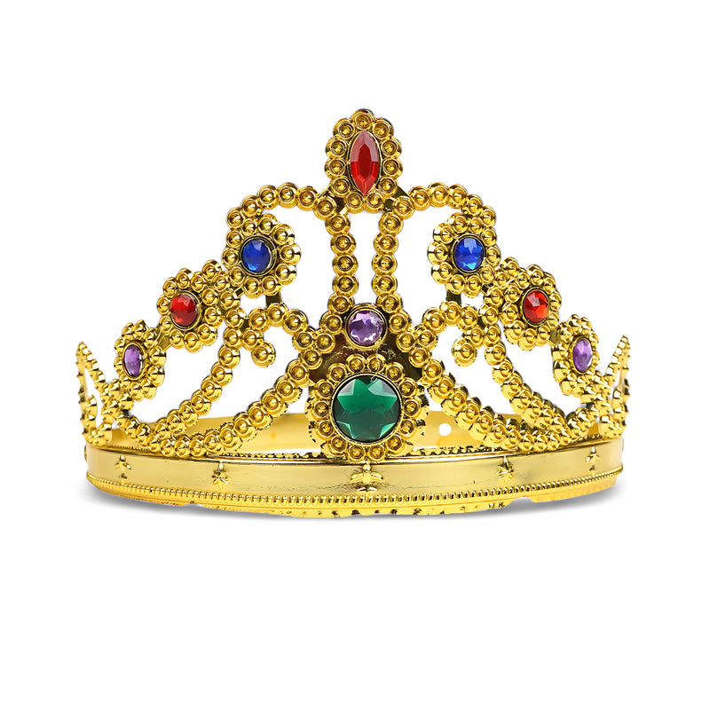 Elegant Gold & Silver Crown with Gemstones – Royal Costume Accessory for Parties & Events