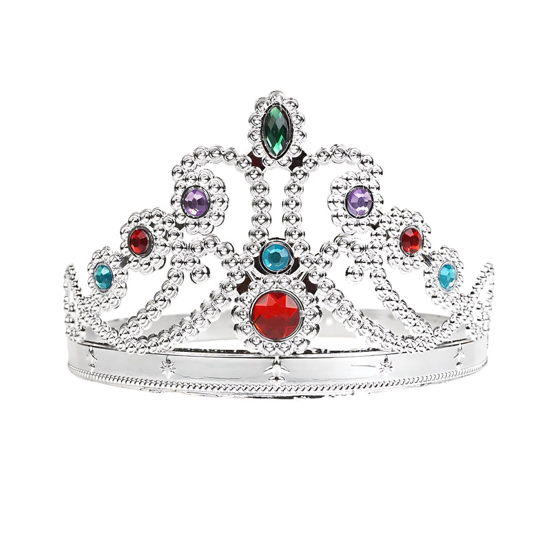 Elegant Gold & Silver Crown with Gemstones – Royal Costume Accessory for Parties & Events