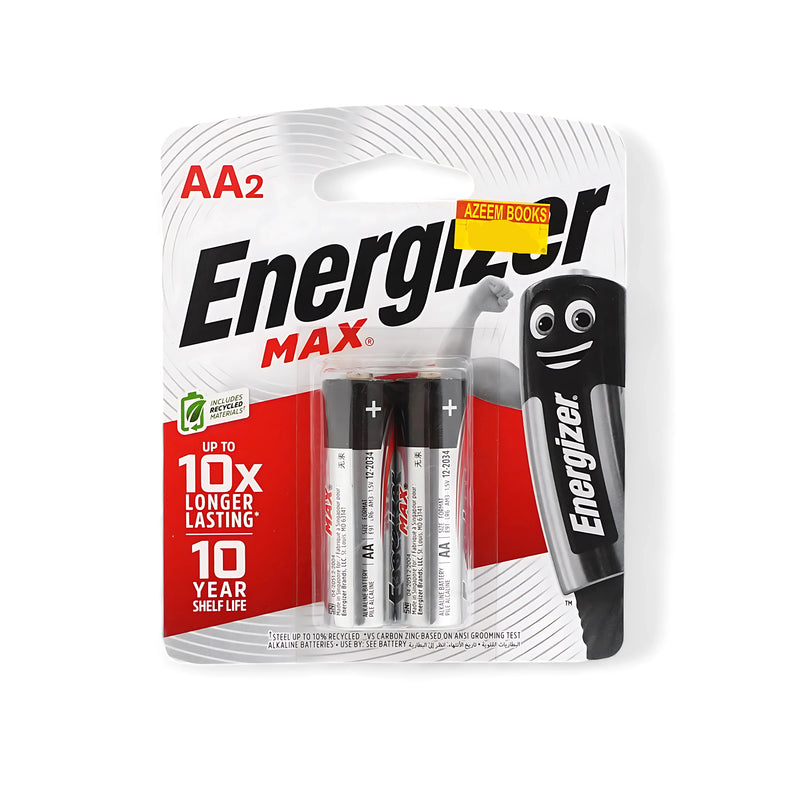 Energizer Max AA Batteries - 2-Pack with 10-Year Shelf Life