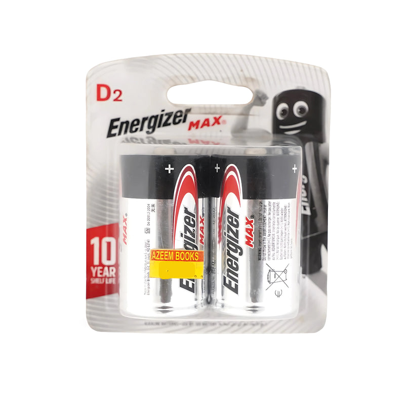 Energizer Max D Batteries - 2-Pack, 10-Year Shelf Life, Long-Lasting Power